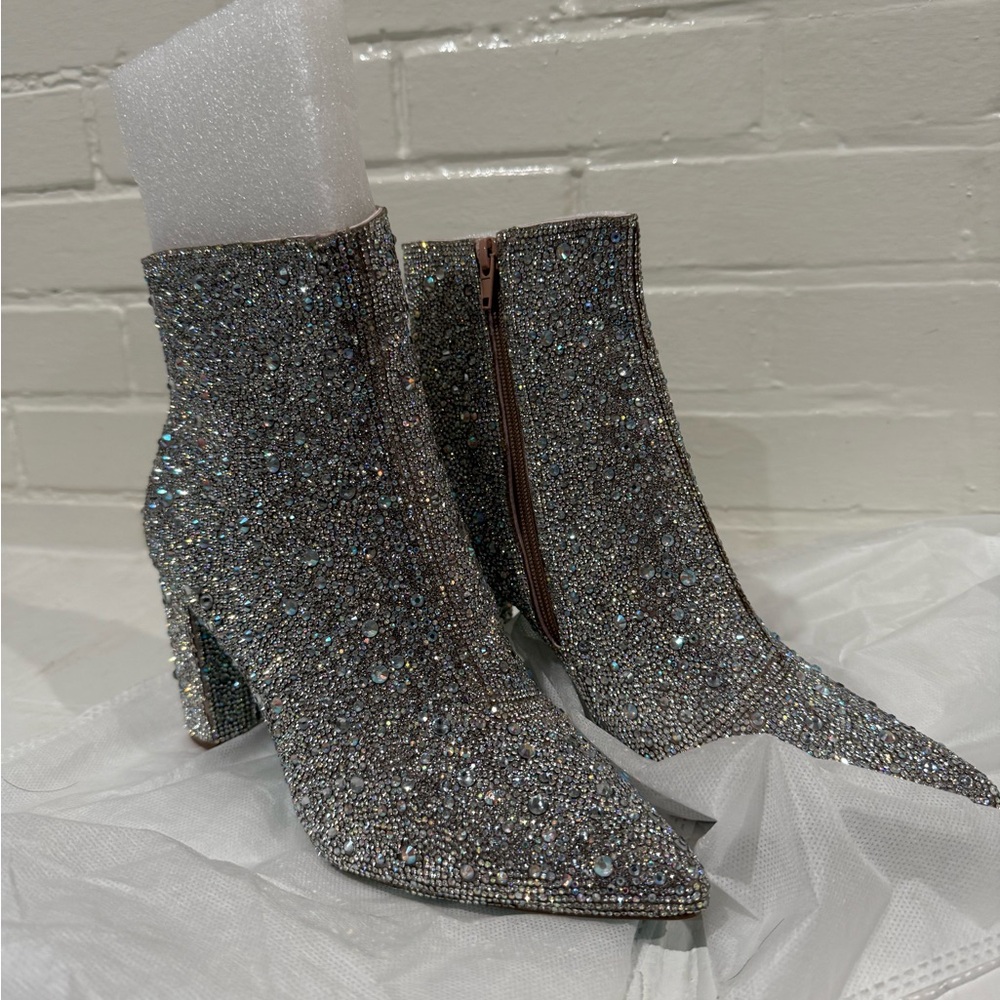 Betsey Johnson Glittering Silver Ankle Boots - Picture 4 of 4